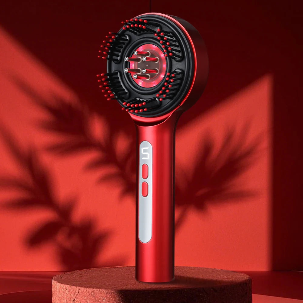 Electric Scalp Massager with Red Light Therapy – Hair Growth & Relaxation Comb
