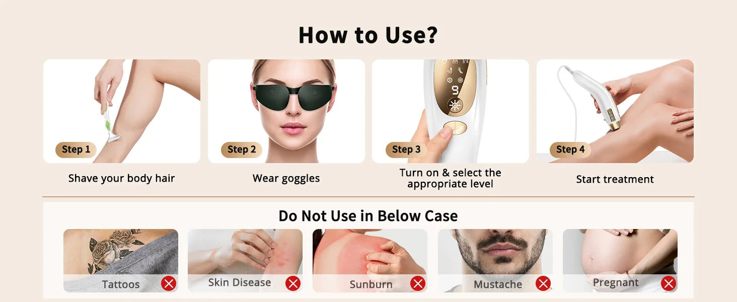 9-Level Ice-Cooling IPL Hair Remover – Painless, Permanent Smooth Skin at Home