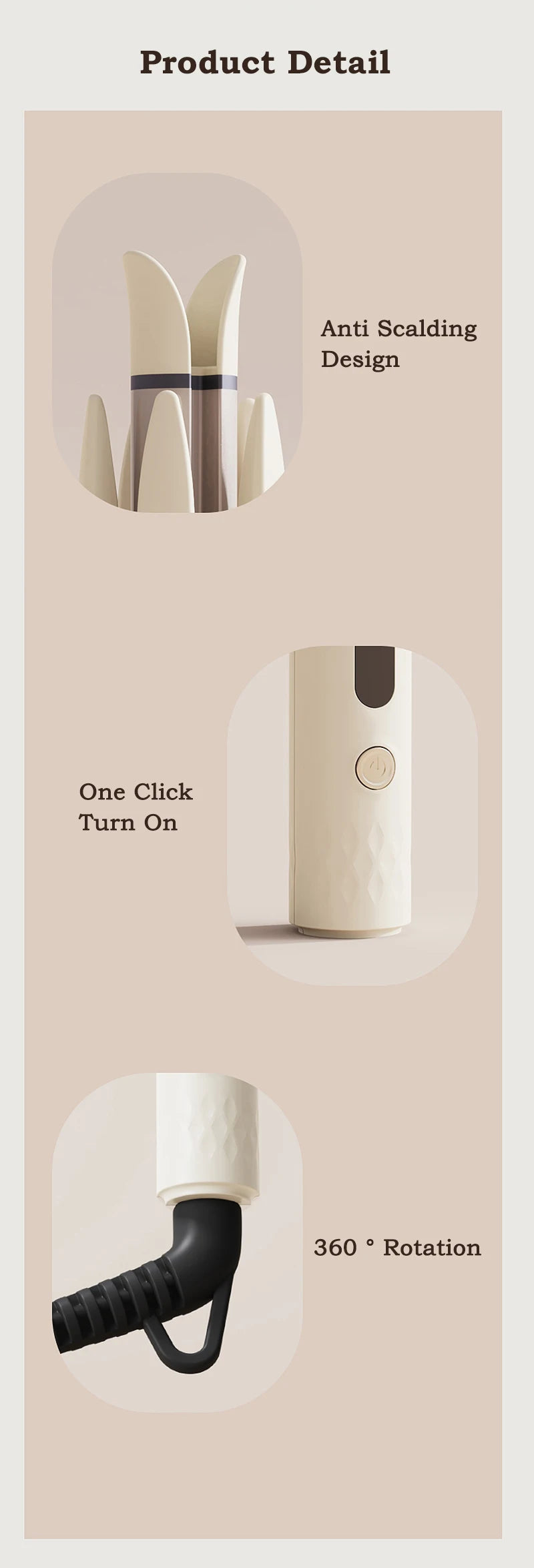 Automatic Hair Curler 28mm Negative Ions Electric Ceramic Curling Hair Stick Rotating Curl Waves Anti-Tangle Curling Iron Styler