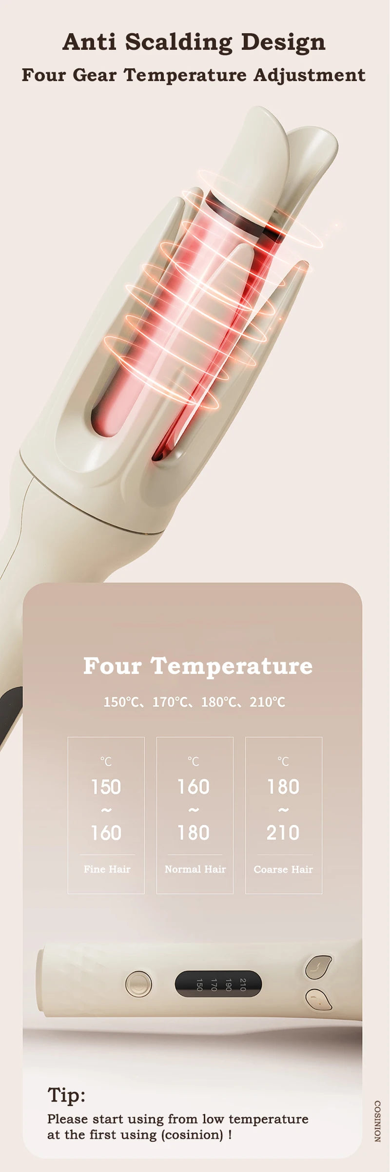 Automatic Hair Curler 28mm Negative Ions Electric Ceramic Curling Hair Stick Rotating Curl Waves Anti-Tangle Curling Iron Styler