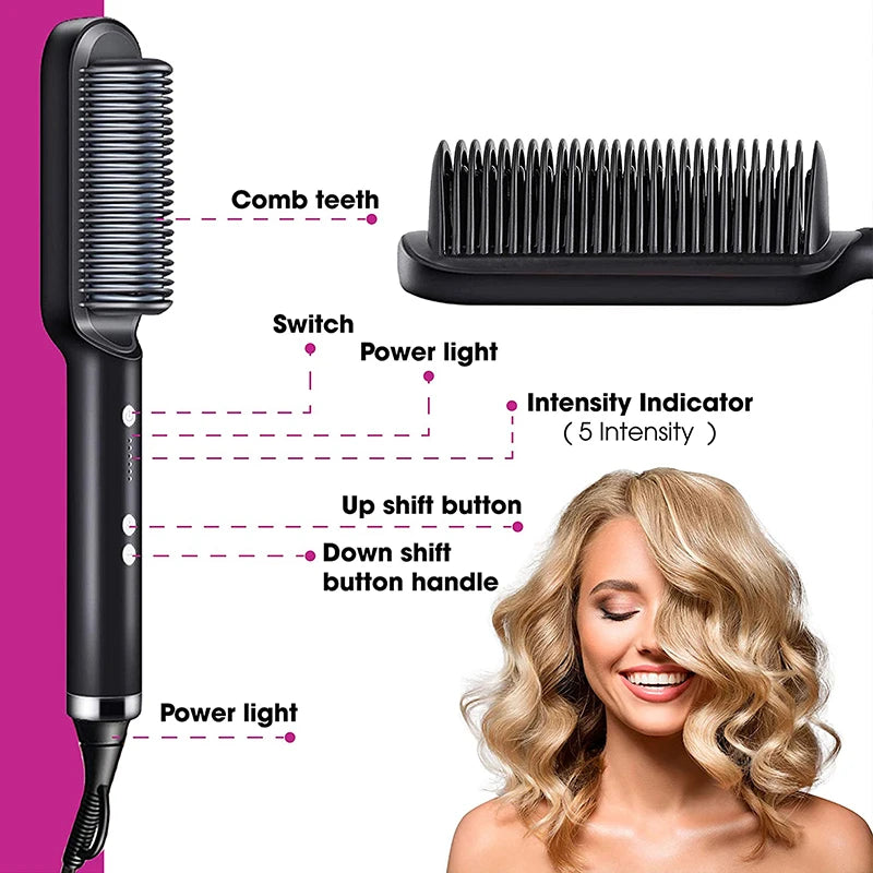 High Quality Electric Straighten Hair Brush Professional Curler Straightener Comb Fashion Fast Heating Ceramic Hair Straightener