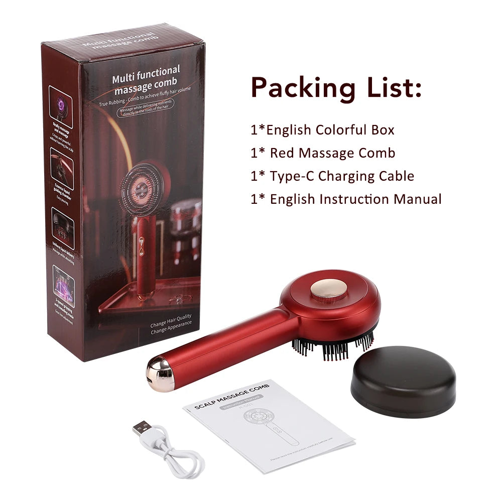 Electric Scalp Massager with Red Light Therapy – Hair Growth & Relaxation Comb