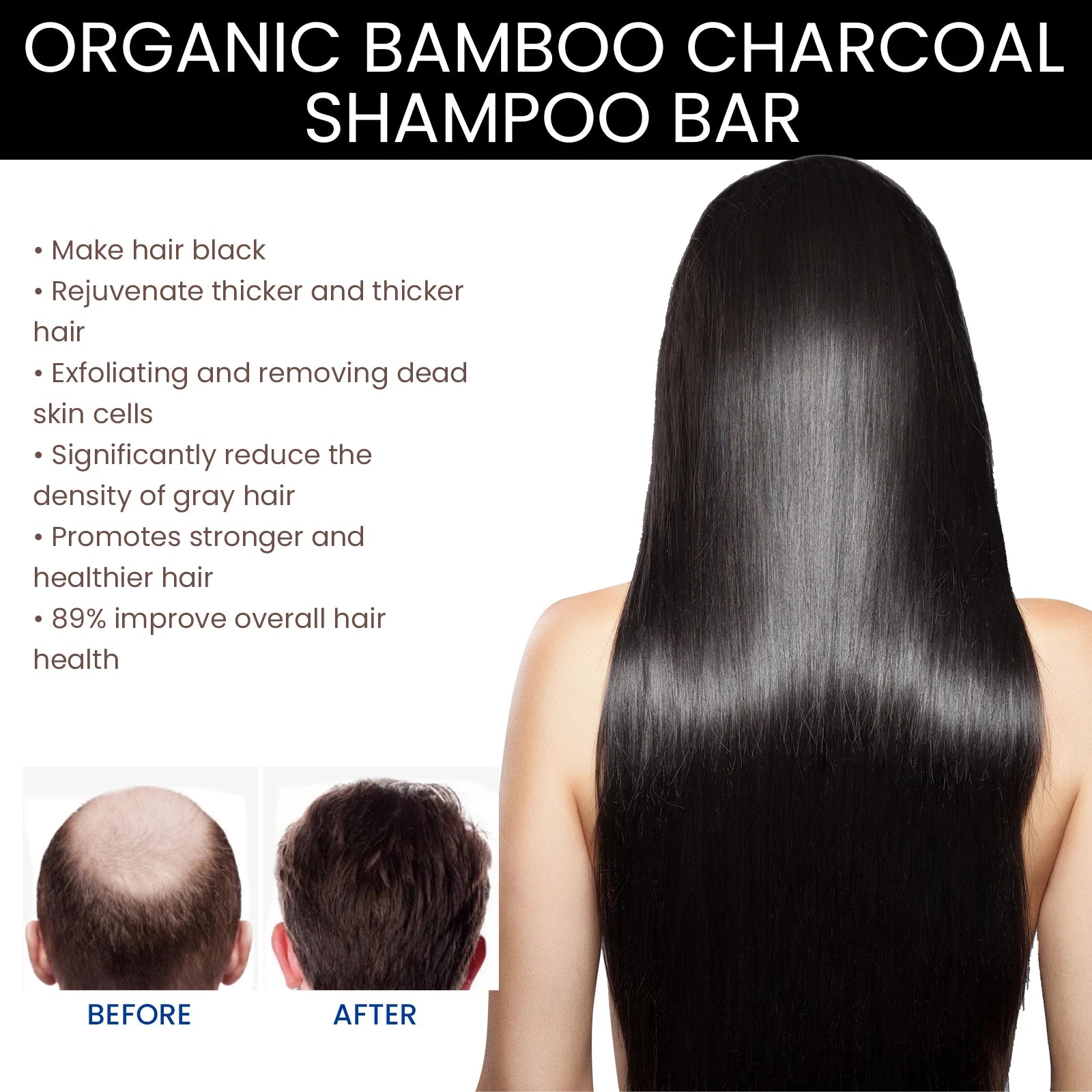 Bamboo Charcoal Shampoo Soap Deep Clean The Scalp Create Dark And Thick Hair Improve Dryness Hair Nourish Charcoal Shampoo Soap
