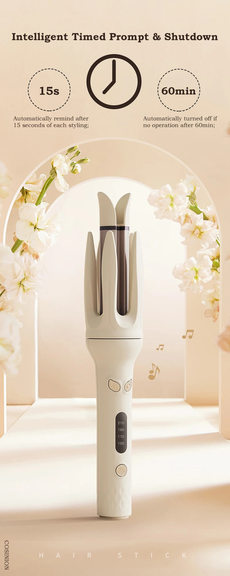 Automatic Hair Curler 28mm Negative Ions Electric Ceramic Curling Hair Stick Rotating Curl Waves Anti-Tangle Curling Iron Styler