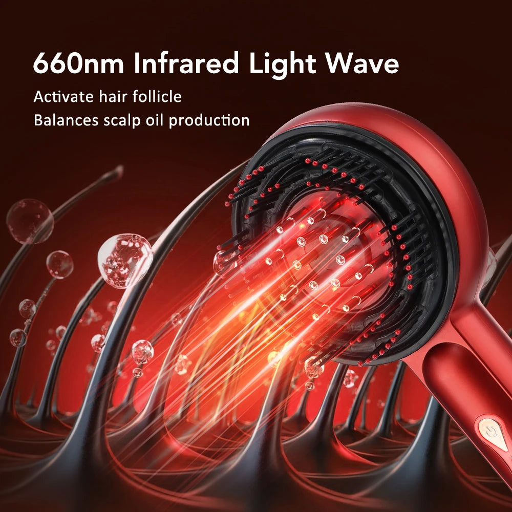 Electric Scalp Massager with Red Light Therapy – Hair Growth & Relaxation Comb