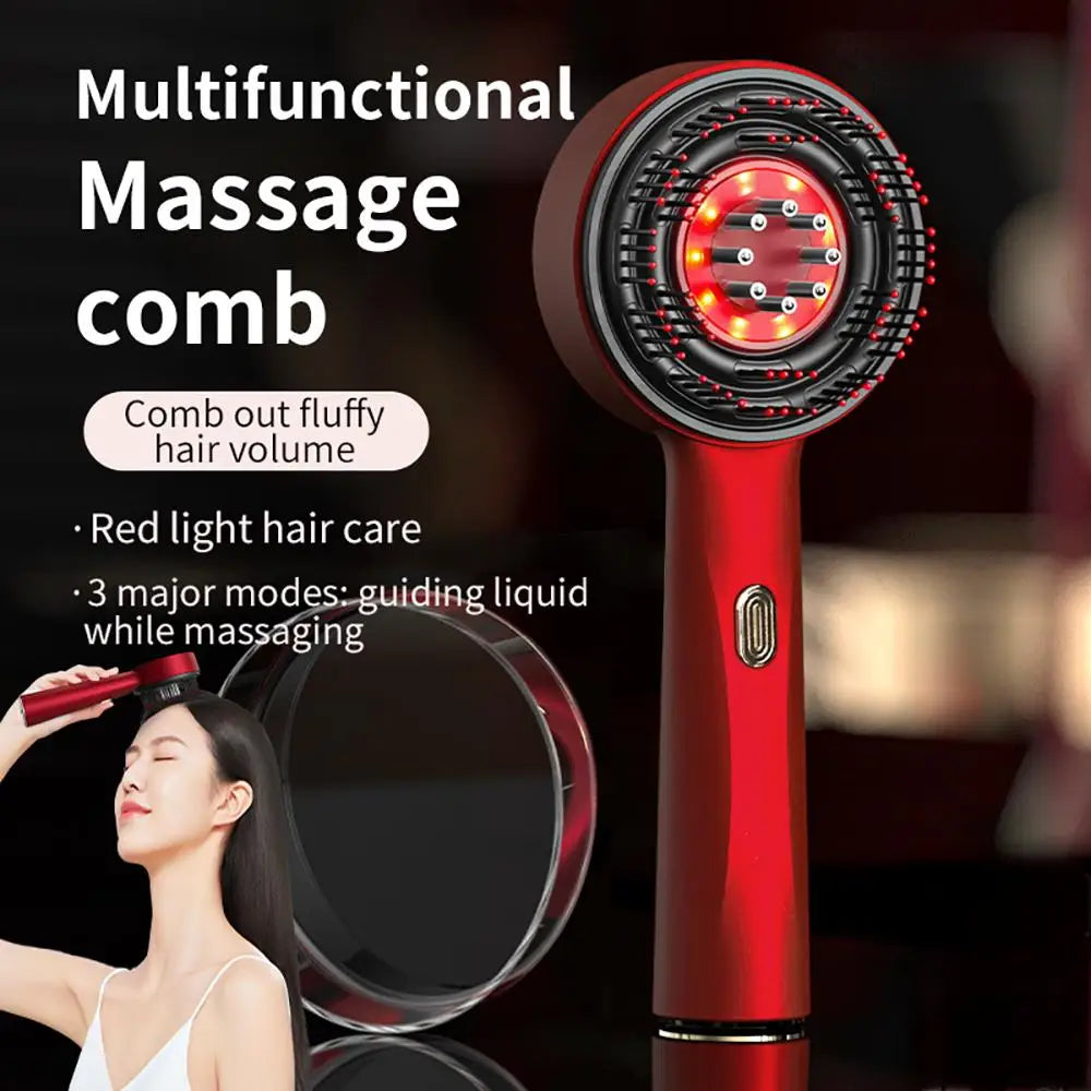 Electric Scalp Massager with Red Light Therapy – Hair Growth & Relaxation Comb