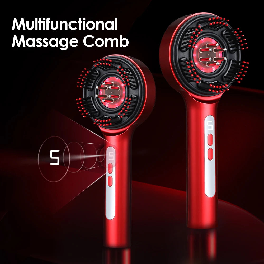 Electric Scalp Massager with Red Light Therapy – Hair Growth & Relaxation Comb