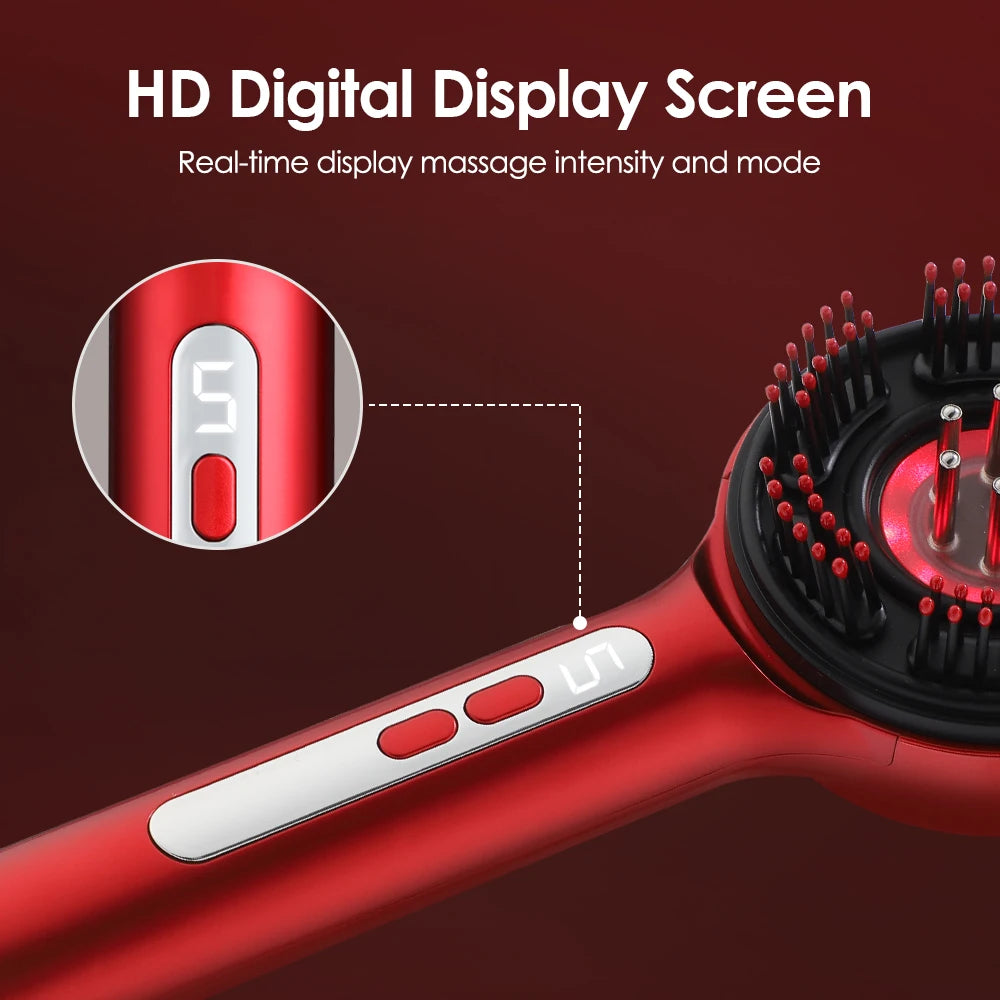 Electric Scalp Massager with Red Light Therapy – Hair Growth & Relaxation Comb