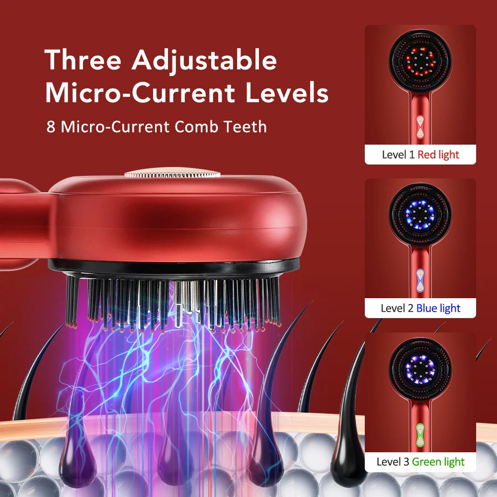 Electric Scalp Massager with Red Light Therapy – Hair Growth & Relaxation Comb