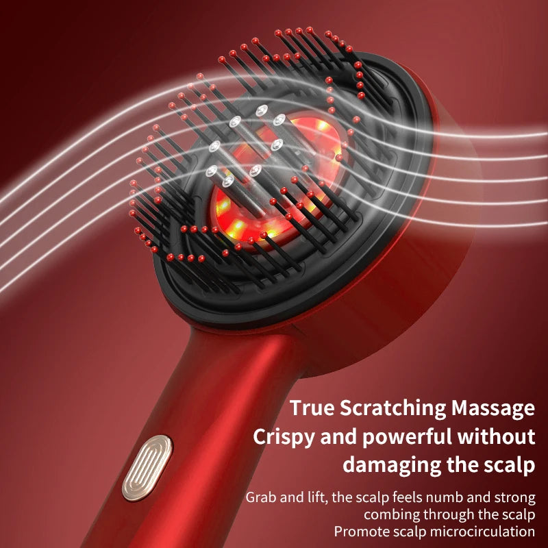 Electric Scalp Massager with Red Light Therapy – Hair Growth & Relaxation Comb