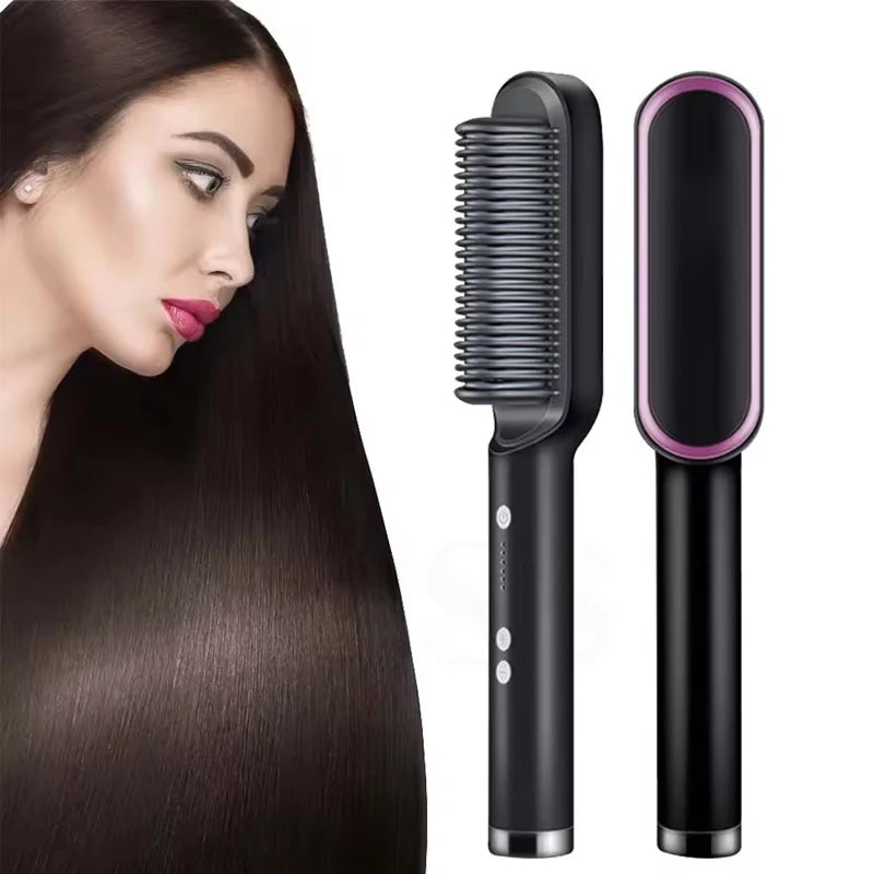 High Quality Electric Straighten Hair Brush Professional Curler Straightener Comb Fashion Fast Heating Ceramic Hair Straightener