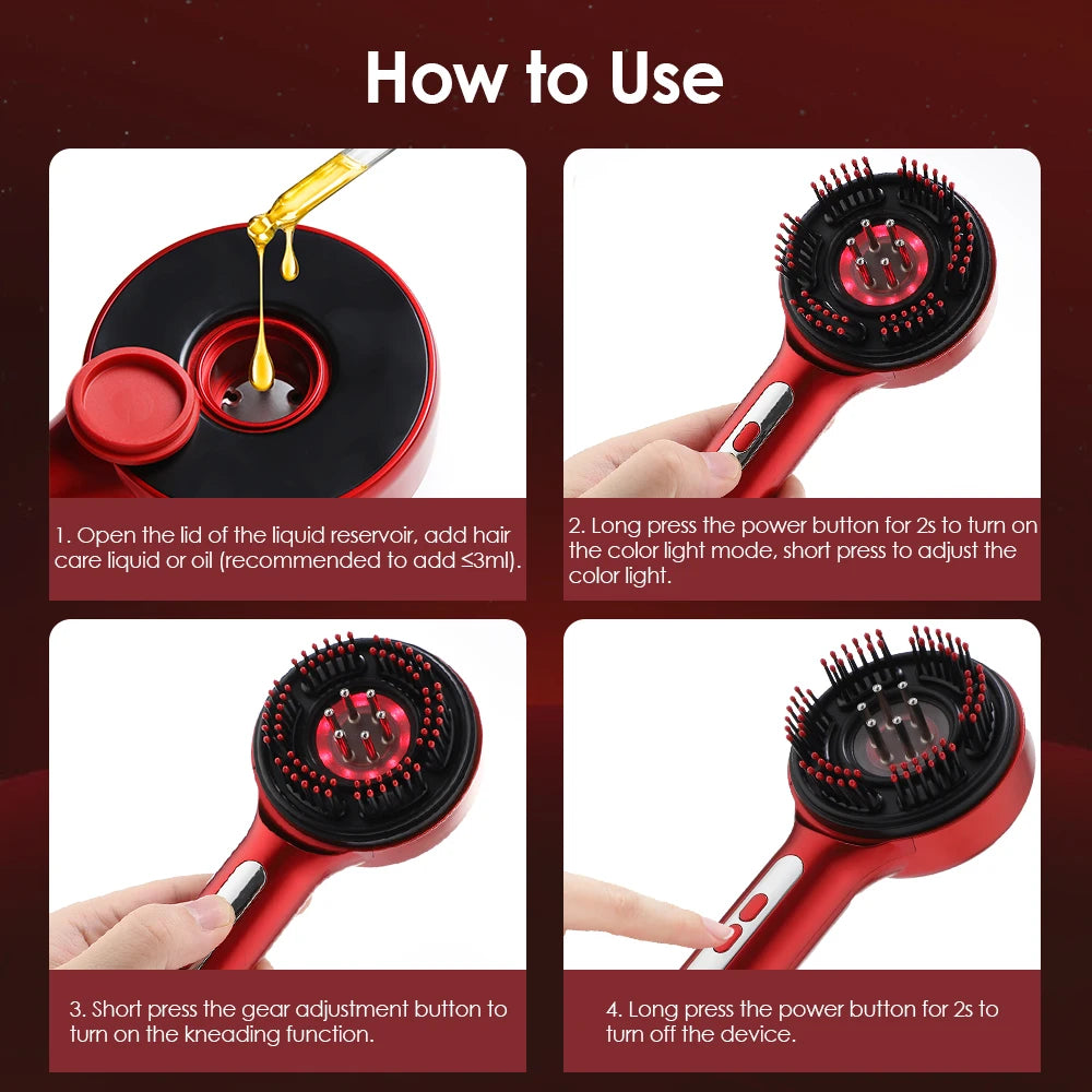 Electric Scalp Massager with Red Light Therapy – Hair Growth & Relaxation Comb