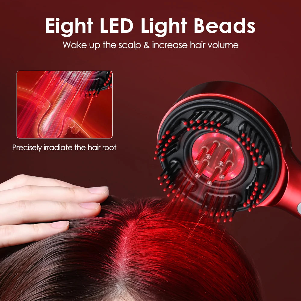 Electric Scalp Massager with Red Light Therapy – Hair Growth & Relaxation Comb