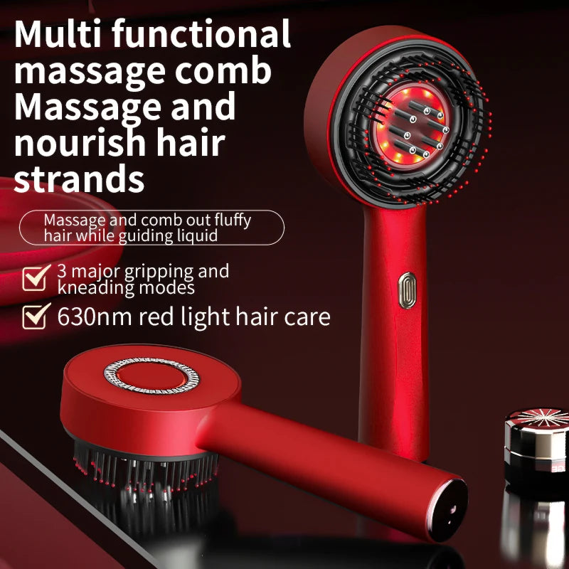 Electric Scalp Massager with Red Light Therapy – Hair Growth & Relaxation Comb
